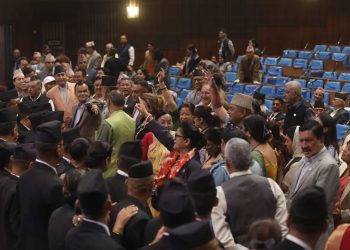 प्रतिपक्षी र सत्ता पक्षबीच संसदमा धकेलाधकेल, नाराबाजीकै बीच संसद बैठक जारी