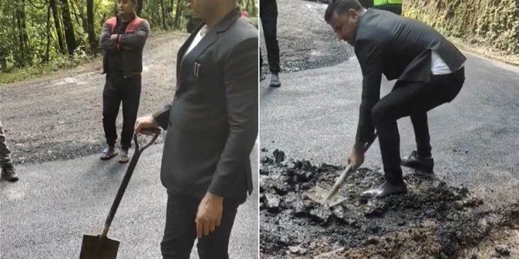 ललितपुरमा हिलाम्मे  बाटोमै कालोपत्रे