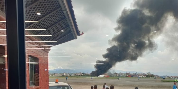 त्रिभुवन विमानस्थलमा सौर्य एयरलाइन्सको जहाज दुर्घटना