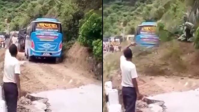 बझाङबाट काठमाडौं आइरहेको बस ठूलो दुर्घटनाबाट जोगियो(भिडियोसहित)