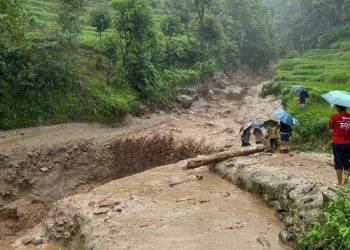 बागलुङमा पहिरो :  चार घर पुरिए, एकजनाको मृत्यु