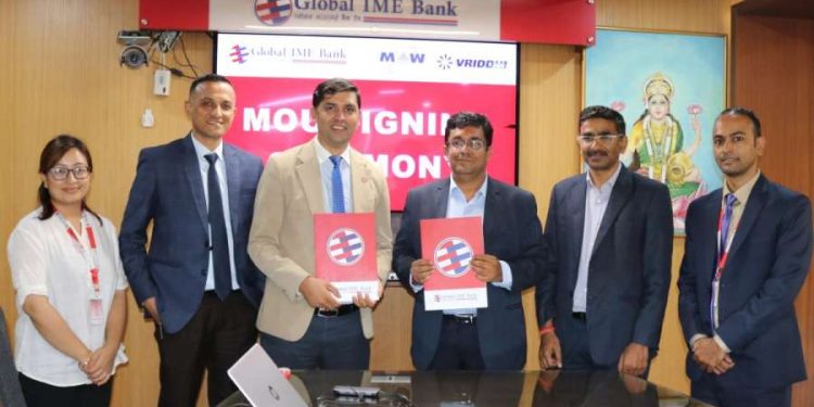 ग्लोबल आइएमई बैंक र एमएडब्लू वृद्धि मोटर्सबीच कर्जा प्रवाह गर्ने सम्झौता