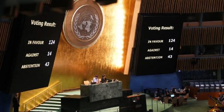 राष्ट्रसंघद्वारा प्यालेस्टिनी भू–भागबाट इजरायल हट्नुपर्ने प्रस्ताव पारित, नेपाल तटस्थ