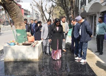 दरबारमार्गको पैदल मार्गमा ग्रेनाइड राख्न सुरु