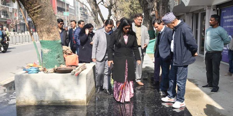 दरबारमार्गको पैदल मार्गमा ग्रेनाइड राख्न सुरु