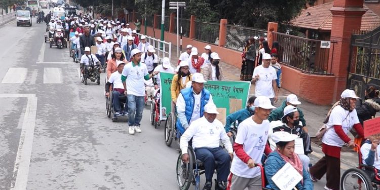 स्पाईनल इन्जरी संघ नेपालको मुख्य आयोजनामा मनाइयो १७औं अन्तर्राष्ट्रिय ह्विलचियर दिवस