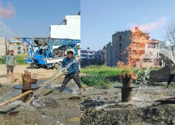 टिकाथलीमा बोरिङ खन्दा आगो निस्कियो(भिडियोसहित)