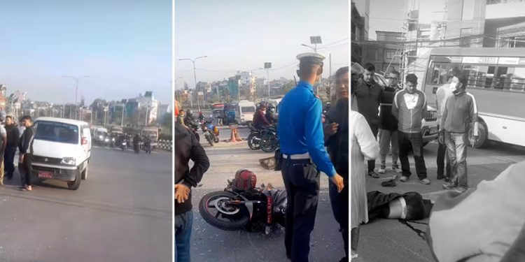 मुनिभैरवमा बसले भ्यान र मोटरसाइकललाई ठक्कर दिँदा एक जनाको मृत्यु, ३ जना घाइते