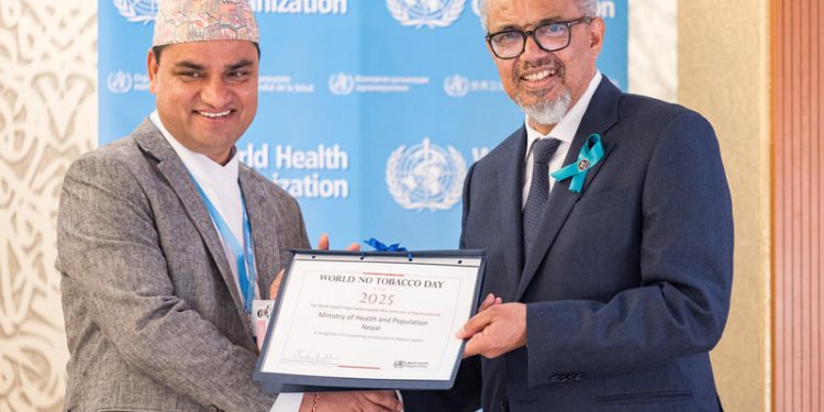 विश्व स्वास्थ्य संगठनद्वारा नेपाल पुरस्कृत