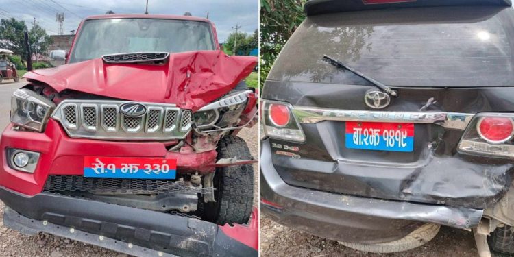 सुदूरपश्चिमका दुई मन्त्री चढेको गाडी एकापसमा ठोक्कियो