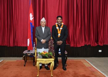 भारतको नोएडामा म्याट्रिक्स फाइट नाइट उपाधि जितेका रविन्द्र ढाँट राष्ट्रपति पौडेलद्वारा सम्मानित